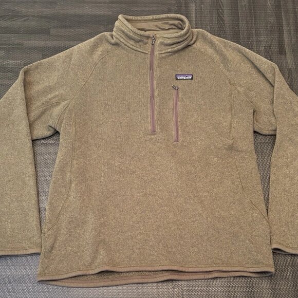 Patagonia Mens Better Sweater 1/4 Zip Fleece Jacket Green Size Large w Hole - Picture 1 of 15